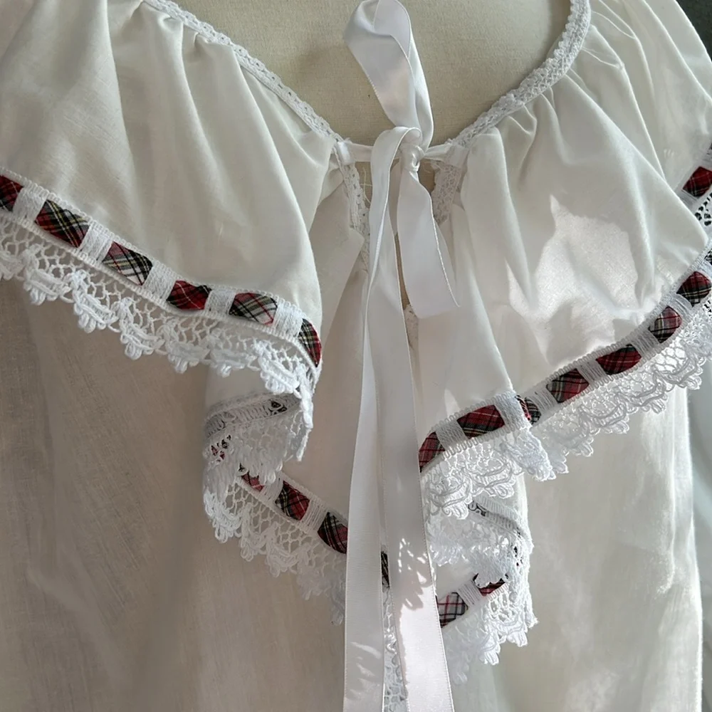 White Ruffled Women's Renaissance Top - Picture 7 of 9